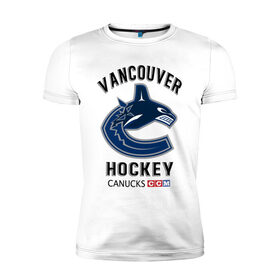 Мужская футболка хлопок Slim с принтом VANCOUVER CANUCKS NHL в Тюмени, 92% хлопок, 8% лайкра | приталенный силуэт, круглый вырез ворота, длина до линии бедра, короткий рукав | canada | canucks | hockey | nhl | sport | usa | vancouver | акула | ванкувер | канада | кэнакс | логотип | нхл | спорт | хоккей | челюсти