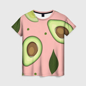 Женская футболка 3D с принтом Авокадо в Тюмени, 100% полиэфир ( синтетическое хлопкоподобное полотно) | прямой крой, круглый вырез горловины, длина до линии бедер | 