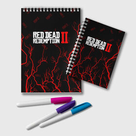 Блокнот с принтом RED DEAD REDEMPTION 2 в Тюмени, 100% бумага | 48 листов, плотность листов — 60 г/м2, плотность картонной обложки — 250 г/м2. Листы скреплены удобной пружинной спиралью. Цвет линий — светло-серый
 | Тематика изображения на принте: dead | game | games | logo | rdr | rdr2 | red | red dead redemption 2 | redemption | дед | игра | игры | лого | логотип | логотипы | рдр | рдр2 | ред | редемпшен | редемпшн | символ | символы