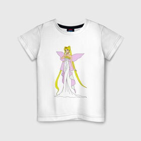 Детская футболка хлопок с принтом Sailor Moon/Серенити в Тюмени, 100% хлопок | круглый вырез горловины, полуприлегающий силуэт, длина до линии бедер | Тематика изображения на принте: bunny | luna | princess | serenity | stars | usagi | wings | ангел | волосы | девушка | детям | звездная | звезды | королева | корона | крылья | луна | любовь | малышка | марс | радуга | сейлор мун | токио | усаги цукино | школьные 