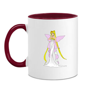 Кружка двухцветная с принтом Sailor Moon/Серенити в Тюмени, керамика | объем — 330 мл, диаметр — 80 мм. Цветная ручка и кайма сверху, в некоторых цветах — вся внутренняя часть | Тематика изображения на принте: bunny | luna | princess | serenity | stars | usagi | wings | ангел | волосы | девушка | детям | звездная | звезды | королева | корона | крылья | луна | любовь | малышка | марс | радуга | сейлор мун | токио | усаги цукино | школьные 