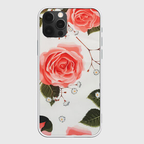Чехол для iPhone 12 Pro Max с принтом Нежные розы в Тюмени, Силикон |  | арт | белый | зеленый | красная роза | красные розы | красный | рисунок | роза | розовая роза | розовые розы | розовый | розы | цветок | цветы