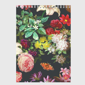 Скетчбук с принтом Цветы в Тюмени, 100% бумага
 | 48 листов, плотность листов — 100 г/м2, плотность картонной обложки — 250 г/м2. Листы скреплены сверху удобной пружинной спиралью | арт | бабочка | бабочки | белая лилия | белый | желтый | зеленый | картина | краски | красный | лилии | лилия | рисунок | рисунок красками | роза | розовая роза | розовый | розы | тёмный | фиолетовый