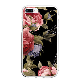 Чехол для iPhone 7Plus/8 Plus матовый с принтом Цветы в Тюмени, Силикон | Область печати: задняя сторона чехла, без боковых панелей | арт | бутон | бутоны | зеленый | картина | рисунок | рисунок красками | розовый | темный | фиолетовый | чёрный