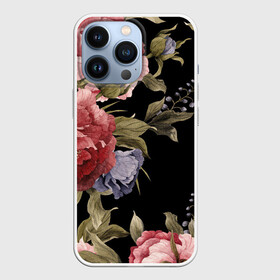 Чехол для iPhone 13 Pro с принтом Цветы в Тюмени,  |  | арт | бутон | бутоны | зеленый | картина | рисунок | рисунок красками | розовый | темный | фиолетовый | чёрный