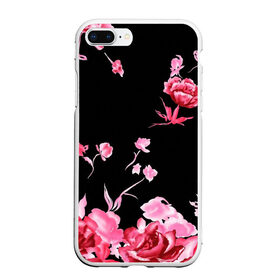 Чехол для iPhone 7Plus/8 Plus матовый с принтом Яркие розы в Тюмени, Силикон | Область печати: задняя сторона чехла, без боковых панелей | арт | рисунок | роза | розовая роза | розовые розы | розовый | розы | тёмный | цветы | чёрный
