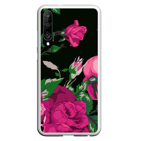 Чехол для Honor P30 с принтом Розы в Тюмени, Силикон | Область печати: задняя сторона чехла, без боковых панелей | арт | бутон | бутоны | зеленый | краски | кусты роз | рисунок | роза | розовая роза | розовые розы | розовый | розы