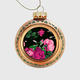 Стеклянный ёлочный шар с принтом Розы в Тюмени, Стекло | Диаметр: 80 мм | арт | бутон | бутоны | зеленый | краски | кусты роз | рисунок | роза | розовая роза | розовые розы | розовый | розы