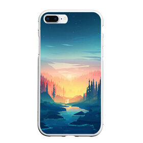 Чехол для iPhone 7Plus/8 Plus матовый с принтом Природа в Тюмени, Силикон | Область печати: задняя сторона чехла, без боковых панелей | горы | закат | лес | небо | природа | рисунок