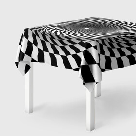 Скатерть 3D с принтом иллюзия в Тюмени, 100% полиэстер (ткань не мнется и не растягивается) | Размер: 150*150 см | воронка | иллюзия | студентам | тоннель | шахматы