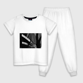 Детская пижама хлопок с принтом Ghost of Tsushima в Тюмени, 100% хлопок |  брюки и футболка прямого кроя, без карманов, на брюках мягкая резинка на поясе и по низу штанин
 | Тематика изображения на принте: ghost of tsushima | игра | катаны