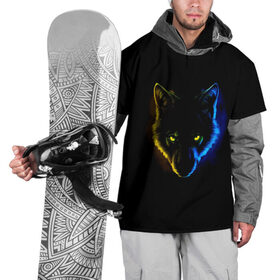 Накидка на куртку 3D с принтом Гипноз в Тюмени, 100% полиэстер |  | ears | eyes | hypnosis | muzzle | neon | night | view | wolf | взгляд | волк | гипноз | глаза | неон | ночь | уши