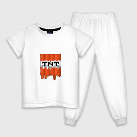 Детская пижама хлопок с принтом TNT в Тюмени, 100% хлопок |  брюки и футболка прямого кроя, без карманов, на брюках мягкая резинка на поясе и по низу штанин
 | game | minecraft | tnt | блок | взрыв | динамит | игра | майн | майнкрафт | мороженное | тнт