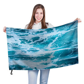 Флаг 3D с принтом Вода волны пена море в Тюмени, 100% полиэстер | плотность ткани — 95 г/м2, размер — 67 х 109 см. Принт наносится с одной стороны | вода | волны | море | морская пена | океан | отдых | пена | пучина