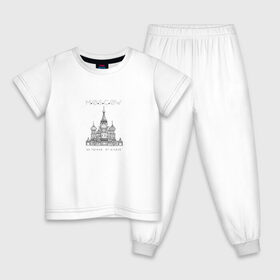 Детская пижама хлопок с принтом Москва координаты в Тюмени, 100% хлопок |  брюки и футболка прямого кроя, без карманов, на брюках мягкая резинка на поясе и по низу штанин
 | Тематика изображения на принте: координаты | красная площадь | кремль | москва