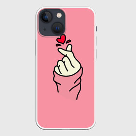 Чехол для iPhone 13 mini с принтом Корейское сердечко в Тюмени,  |  | bts | k pop | korea | likee | бтс | жест | к поп | кей поп | корейский | корейское сердечко | корея | лайк | лайк пальцами | любовь | пальцы | сердце | сердце пальцами | символ сердца | щелчок пальцами