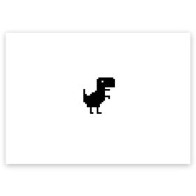 Поздравительная открытка с принтом Google динозаврик в Тюмени, 100% бумага | плотность бумаги 280 г/м2, матовая, на обратной стороне линовка и место для марки
 | Тематика изображения на принте: dino | dinomax | googledino | дино | динозавр | потерялся