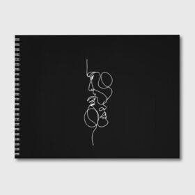 Альбом для рисования с принтом минимализм лица в Тюмени, 100% бумага
 | матовая бумага, плотность 200 мг. | белая линия | лица | минимализм | минимализм чб | мужское и женское лицо | одним касанием | одной линией | рисунок белой линией | целует в лоб