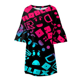 Детское платье 3D с принтом Roblox в Тюмени, 100% полиэстер | прямой силуэт, чуть расширенный к низу. Круглая горловина, на рукавах — воланы | game | roblox | блок | игра | игрушка | лего | персонажи | персонажи из кубиков | роблокс | робот