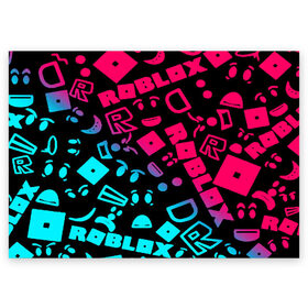 Поздравительная открытка с принтом Roblox в Тюмени, 100% бумага | плотность бумаги 280 г/м2, матовая, на обратной стороне линовка и место для марки
 | Тематика изображения на принте: game | roblox | блок | игра | игрушка | лего | персонажи | персонажи из кубиков | роблокс | робот
