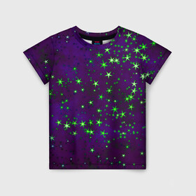 Детская футболка 3D с принтом Звездное небо арт в Тюмени, 100% гипоаллергенный полиэфир | прямой крой, круглый вырез горловины, длина до линии бедер, чуть спущенное плечо, ткань немного тянется | Тематика изображения на принте: арт | звездное небо | звездочки | звезды | космос | небо | рисунок | текстура | туманность