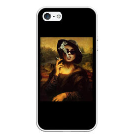 Чехол для iPhone 5/5S матовый с принтом jaKondA в Тюмени, Силикон | Область печати: задняя сторона чехла, без боковых панелей | jakonda | mona lisa | smoking | woman | девушка | джаконда | мона лиза