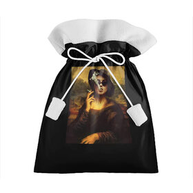 Подарочный 3D мешок с принтом jaKondA в Тюмени, 100% полиэстер | Размер: 29*39 см | jakonda | mona lisa | smoking | woman | девушка | джаконда | мона лиза