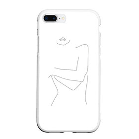 Чехол для iPhone 7Plus/8 Plus матовый с принтом минимализм силуэт девушки в Тюмени, Силикон | Область печати: задняя сторона чехла, без боковых панелей | губы | девушка | женское тело | лицо | лицо девушки | минимализм | одним касанием | чб | черная линия