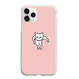 Чехол для iPhone 11 Pro Max матовый с принтом Ыть в Тюмени, Силикон |  | Тематика изображения на принте: арт | белая кошка | белый кот | кот | кошка | мем | мэм | рисунок | розовый
