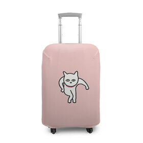 Чехол для чемодана 3D с принтом Ыть в Тюмени, 86% полиэфир, 14% спандекс | двустороннее нанесение принта, прорези для ручек и колес | Тематика изображения на принте: арт | белая кошка | белый кот | кот | кошка | мем | мэм | рисунок | розовый