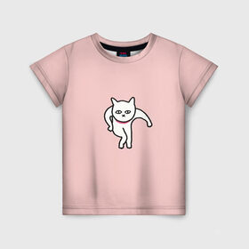 Детская футболка 3D с принтом Ыть в Тюмени, 100% гипоаллергенный полиэфир | прямой крой, круглый вырез горловины, длина до линии бедер, чуть спущенное плечо, ткань немного тянется | арт | белая кошка | белый кот | кот | кошка | мем | мэм | рисунок | розовый