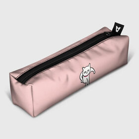 Пенал 3D с принтом Ыть в Тюмени, 100% полиэстер | плотная ткань, застежка на молнии | Тематика изображения на принте: арт | белая кошка | белый кот | кот | кошка | мем | мэм | рисунок | розовый