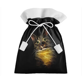 Подарочный 3D мешок с принтом Дымчато-световой кот в Тюмени, 100% полиэстер | Размер: 29*39 см | арт | дым | желтый | кот | кошка | кривые | рисунок | свет | серый | тёмный | чёрный | яркие линии