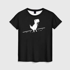 Женская футболка 3D с принтом Динозавр Гугл Хром в Тюмени, 100% полиэфир ( синтетическое хлопкоподобное полотно) | прямой крой, круглый вырез горловины, длина до линии бедер | google | гугл | динозавр | игра