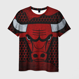 Мужская футболка 3D с принтом Chicago bulls в Тюмени, 100% полиэфир | прямой крой, круглый вырез горловины, длина до линии бедер | Тематика изображения на принте: chicago bulls | бык | быки | животные | звери | иллюстрации