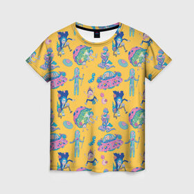 Женская футболка 3D с принтом Рик и Морти в Тюмени, 100% полиэфир ( синтетическое хлопкоподобное полотно) | прямой крой, круглый вырез горловины, длина до линии бедер | cn_2682959_019061 | rick  morty | turner | рик и морти