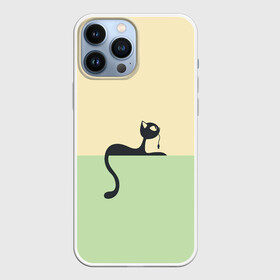 Чехол для iPhone 13 Pro Max с принтом Чёрный кот на ярком фоне в Тюмени,  |  | арт | вектор | горизонтальный рисунок | горизонтальный узор | жёлтый | зеленый | кот | котёнок | кошка | рисунок | чёрная кошка | чёрный | чёрный кот | чёрный котёнок