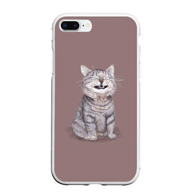 Чехол для iPhone 7Plus/8 Plus матовый с принтом Котёнок ыыы в Тюмени, Силикон | Область печати: задняя сторона чехла, без боковых панелей | Тематика изображения на принте: арт | кот | котёнок | кошка | мем | мемный кот | мемный котенок | мэм | мэмный котёнок | рисунок | серый | серый кот | тёмный | фиолетовый