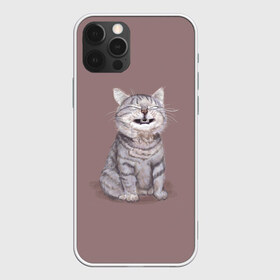 Чехол для iPhone 12 Pro Max с принтом Котёнок ыыы в Тюмени, Силикон |  | Тематика изображения на принте: арт | кот | котёнок | кошка | мем | мемный кот | мемный котенок | мэм | мэмный котёнок | рисунок | серый | серый кот | тёмный | фиолетовый