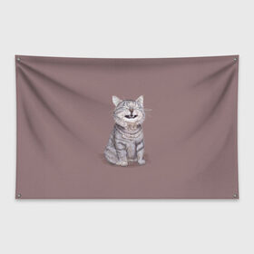Флаг-баннер с принтом Котёнок ыыы в Тюмени, 100% полиэстер | размер 67 х 109 см, плотность ткани — 95 г/м2; по краям флага есть четыре люверса для крепления | арт | кот | котёнок | кошка | мем | мемный кот | мемный котенок | мэм | мэмный котёнок | рисунок | серый | серый кот | тёмный | фиолетовый