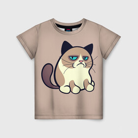 Детская футболка 3D с принтом Великий Grumpy Cat в Тюмени, 100% гипоаллергенный полиэфир | прямой крой, круглый вырез горловины, длина до линии бедер, чуть спущенное плечо, ткань немного тянется | grumpy cat | арт | кот | кот grumpy cat | котёнок | кошка | недовольный кот | рисунок