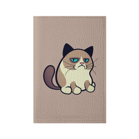 Обложка для паспорта матовая кожа с принтом Великий Grumpy Cat в Тюмени, натуральная матовая кожа | размер 19,3 х 13,7 см; прозрачные пластиковые крепления | Тематика изображения на принте: grumpy cat | арт | кот | кот grumpy cat | котёнок | кошка | недовольный кот | рисунок
