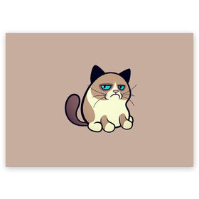 Поздравительная открытка с принтом Великий Grumpy Cat в Тюмени, 100% бумага | плотность бумаги 280 г/м2, матовая, на обратной стороне линовка и место для марки
 | Тематика изображения на принте: grumpy cat | арт | кот | кот grumpy cat | котёнок | кошка | недовольный кот | рисунок