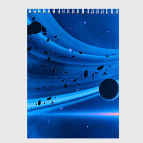 Скетчбук с принтом Space в Тюмени, 100% бумага
 | 48 листов, плотность листов — 100 г/м2, плотность картонной обложки — 250 г/м2. Листы скреплены сверху удобной пружинной спиралью | Тематика изображения на принте: cosmos | meteorite | planet | space | космос | метеорит | планета