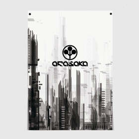 Постер с принтом Cyberpunk 2077 (Arasaka) в Тюмени, 100% бумага
 | бумага, плотность 150 мг. Матовая, но за счет высокого коэффициента гладкости имеет небольшой блеск и дает на свету блики, но в отличии от глянцевой бумаги не покрыта лаком | arasaka | cyberpunk 2077 | cyberpunk 2077 (arasaka) | город | игра | минимализм