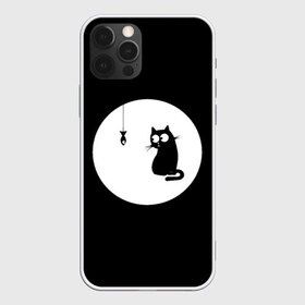 Чехол для iPhone 12 Pro Max с принтом Ночная охота в Тюмени, Силикон |  | Тематика изображения на принте: арт | кот | котёнок | кошка | луна | ночь | рисунок | рыба | рыбалка | черная кошка | черный кот | чёрный котёнок