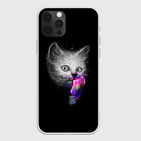 Чехол для iPhone 12 Pro Max с принтом Котейка с мороженным в Тюмени, Силикон |  | Тематика изображения на принте: арт | кот | котёнок | кошка | мороженное | рисунок | серая кошка | серый кот | серый котёнок | чёрный | яркие цвета