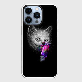 Чехол для iPhone 13 Pro с принтом Котейка с мороженным в Тюмени,  |  | арт | кот | котёнок | кошка | мороженное | рисунок | серая кошка | серый кот | серый котёнок | чёрный | яркие цвета