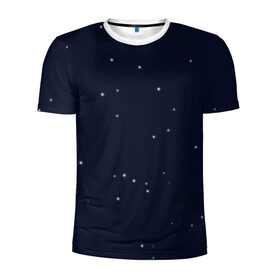 Мужская футболка 3D спортивная с принтом Ночное небо в Тюмени, 100% полиэстер с улучшенными характеристиками | приталенный силуэт, круглая горловина, широкие плечи, сужается к линии бедра | звёзды | мерцание | небо | ночь | синий | сияние | тёмный | чёрный