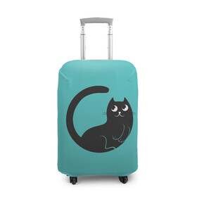 Чехол для чемодана 3D с принтом Чёрный котя в Тюмени, 86% полиэфир, 14% спандекс | двустороннее нанесение принта, прорези для ручек и колес | арт | бирюзовый | вектор | зеленый | кот | котёнок | кошка | рисунок | чёрная кошка | чёрный | чёрный кот | чёрный котёнок